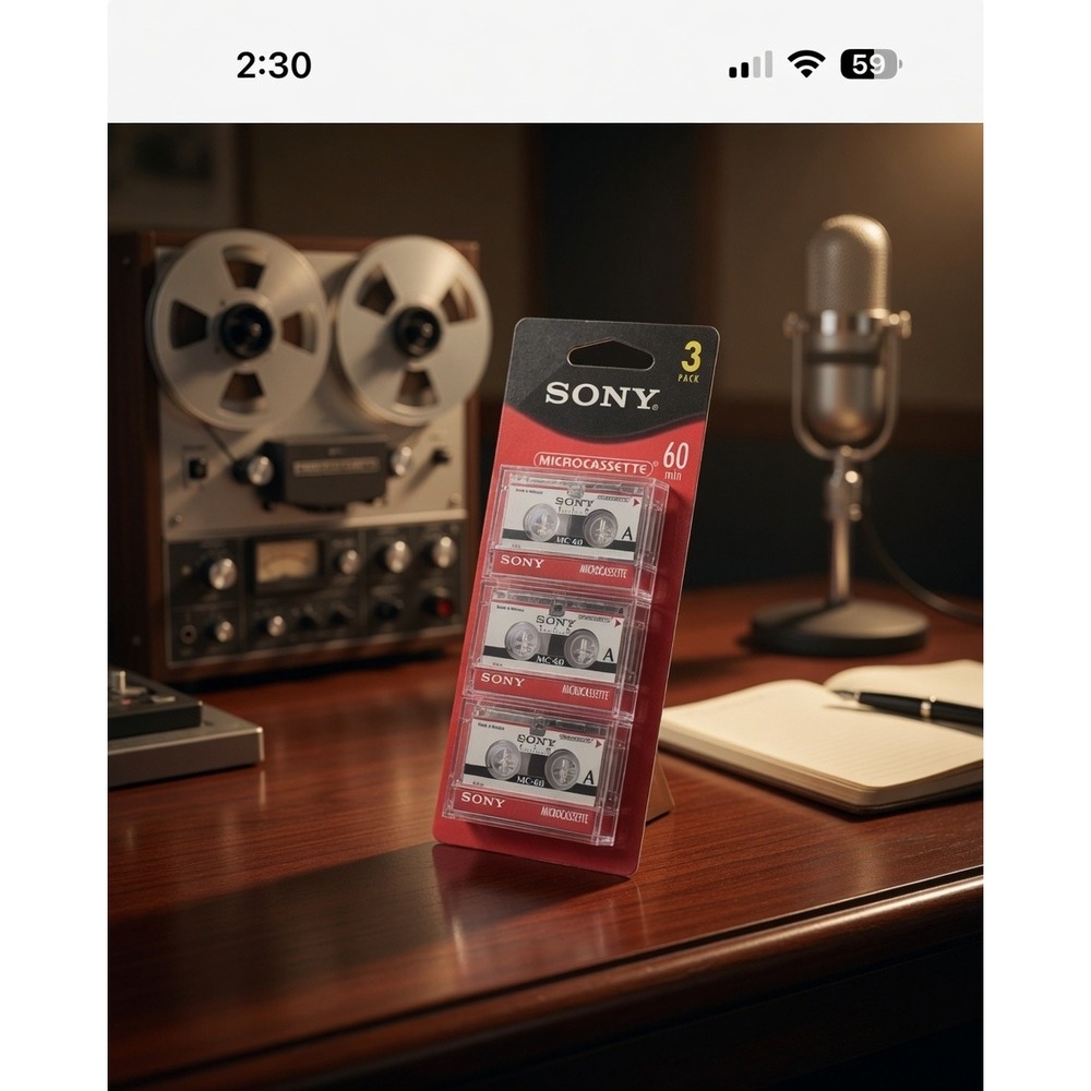 Sony MC-60 Microcassette 3 Pack 60 Minute Voice Recording Tapes New Sealed